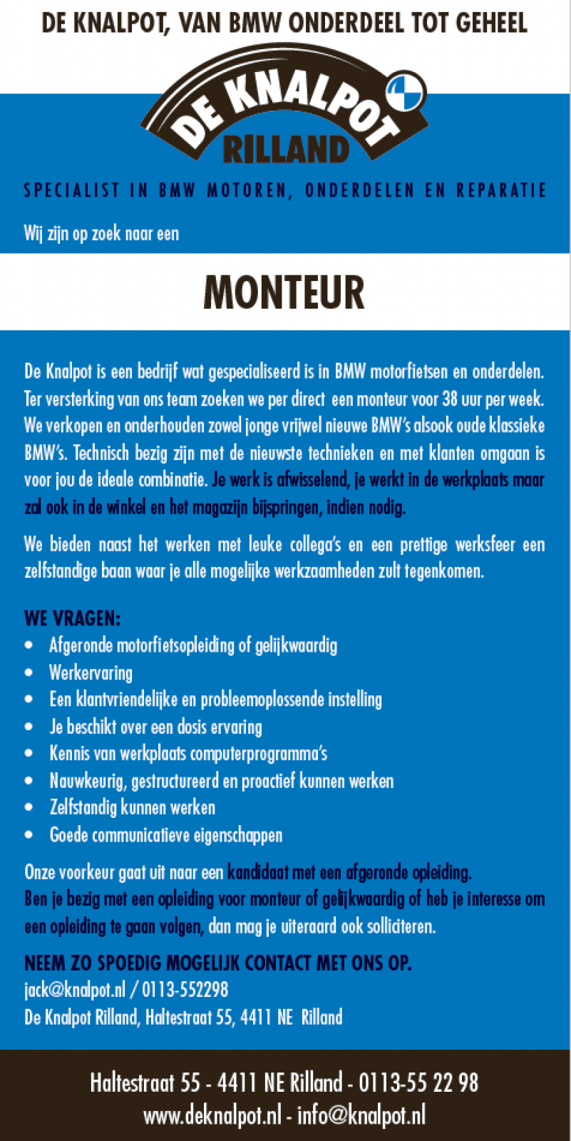 Vacature Monteur